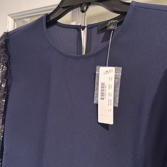 NWT JCrew sequin-sleeve crepe blouse Size S - Picture 3 of 7